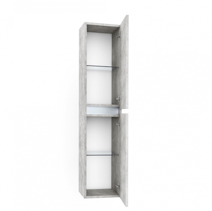 Set de baie cu 6 piese PERTH, Melamina/Aluminiu/Abs/Sticla/Ceramica/Metal, Gri, 101x46.5x190 cm [8]