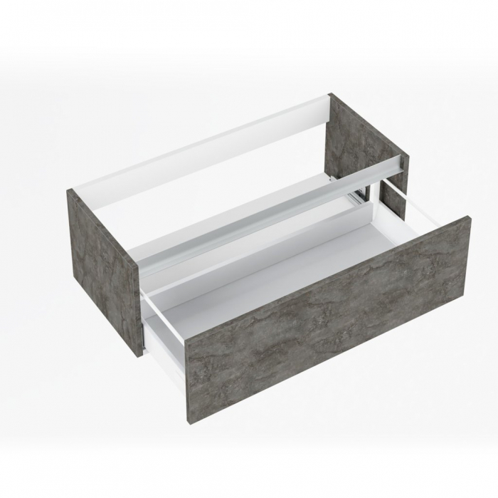 Set de baie cu 6 piese PERTH, Melamina/Aluminiu/Abs/Sticla/Ceramica/Metal, Gri, 101x46.5x190 cm [2]