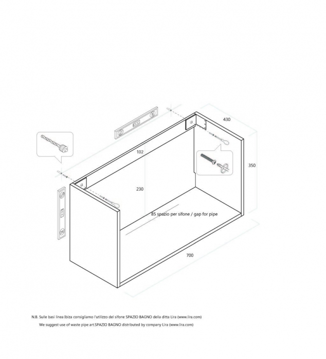 Set de baie cu 6 piese PERTH, Melamina/Aluminiu/Abs/Sticla/Ceramica/Metal, Gri, 140x46.5x190 cm [3]