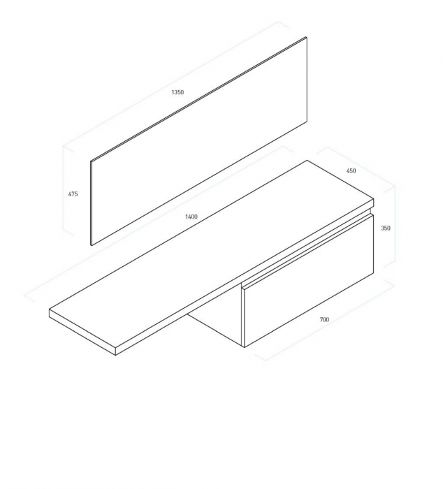 Set de baie cu 6 piese PERTH, Melamina/Aluminiu/Abs/Sticla/Ceramica/Metal, Gri, 142x46x190 cm [8]