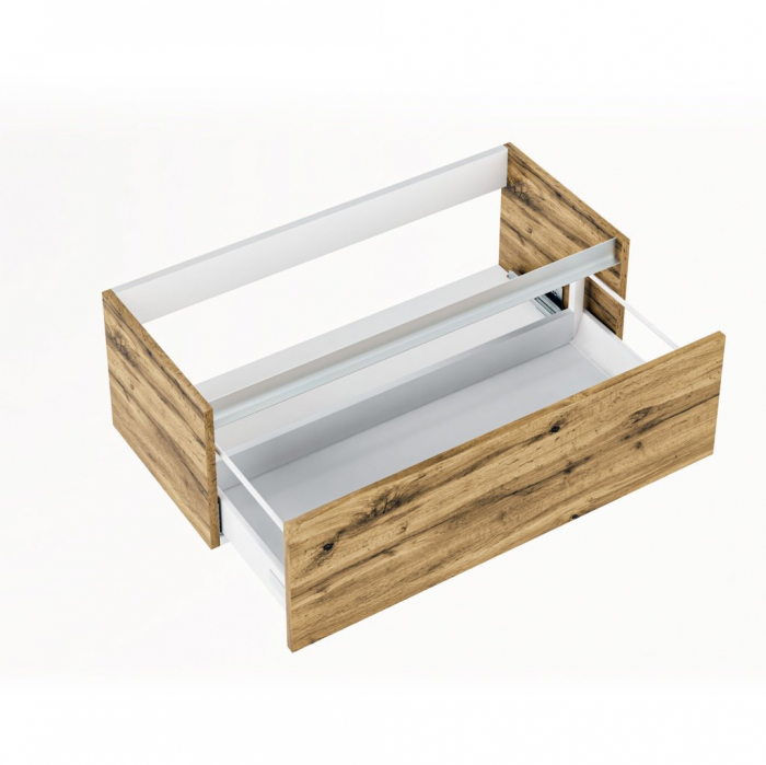 Set de baie cu 6 piese PERTH, Melamina/Aluminiu/Abs/Sticla/Ceramica/Metal, Maro deschis, 101x46.5x190 cm [2]