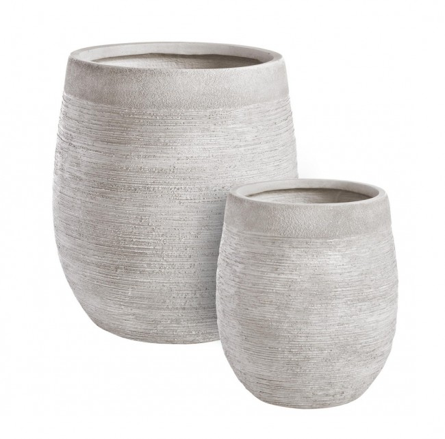 Set de ghivece Graffiti, Fibra de sticla, Alb, 34.5/46.5x39/51.5 cm [2]