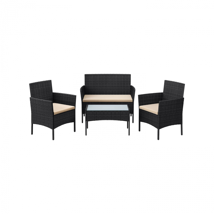 Set de mobilier de gradina, Size chair: 56.5 x 54.5 x 81.5 cm (L x W x H) Sofa size: 99 x 54.5 x 81.5 cm (L x W x H) Size table: 71 x 41 x 39 cm (L x W x H), SONGMICS