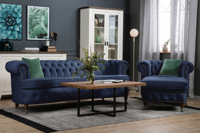 SET DELUX, Canapea Curbata |Fotoliu |Taburet Chesterfield [2]