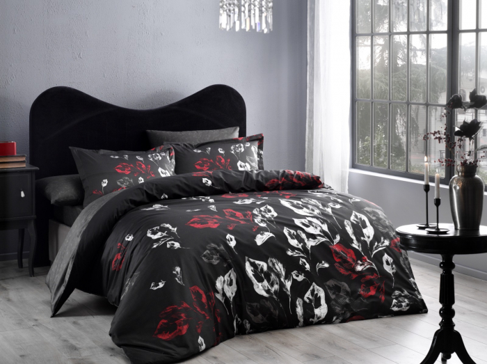 SET LENJERIE PAT DELUXE SATIN BBC 100% TALLIN negru 100