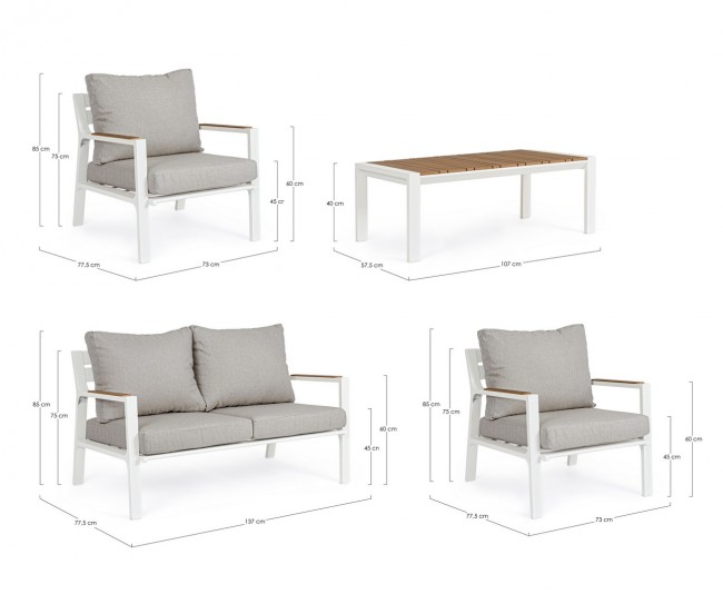 Set masa, canapea si 2 fotolii Ernst, Aluminiu, Cenusiu, 73/137/107x77.5/77.5/57.5x85/85/40 cm  [3]
