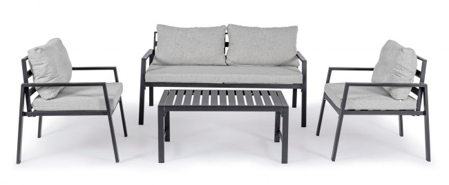 Set masa, canapea si 2 fotolii Lorillard, Aluminiu, Gri, 65/141/90x70/70/50x82/82/46 cm  [3]