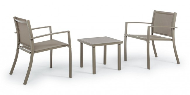 Set masa cu scaune AURI, metal, gri, 58x58x75cm;45x45x38cm