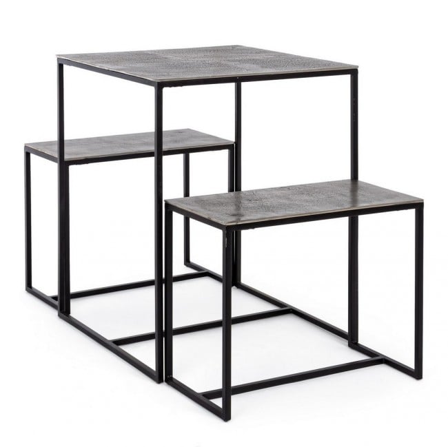 Set masa si 2 scaune Amira, Aluminiu, Argintiu, 56 60x29 60x45 75 cm