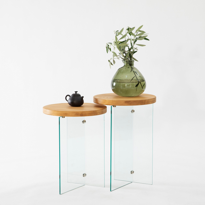 Set Masuta Cafea Serenity 2 - Stejar Transparent