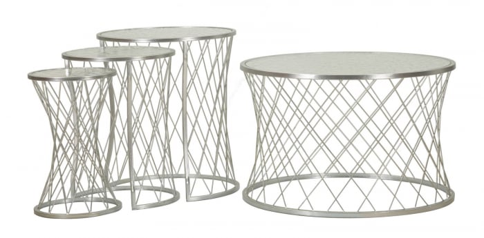 Set masute cafea, NOAH SILVER, 4 buc cm ø 70x45-47x54,5-36x50-28x45 [2]