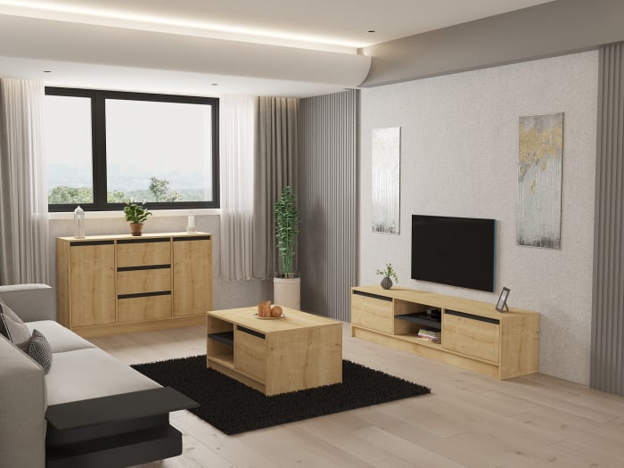 Set Mobila Sufragerie Suna - Safir Stejar Antracit