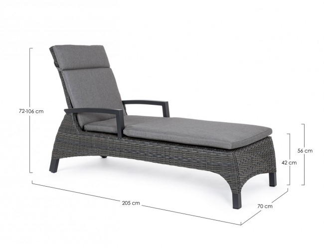 Sezlong Britton, Aluminiu, Negru, 70x205x106 cm [2]