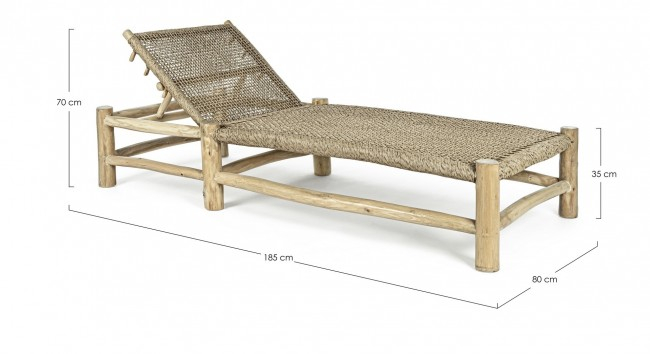 Sezlong Lompak, Lemn de tec, Maro, 80x185x70 cm [2]