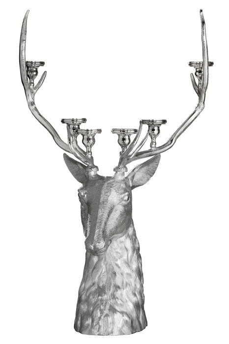 Sfesnic, Cerb, "Waldkönig", Aluminiu, culoare argintie, PU 1, L. 50 cm, L. 104 cm, H 137 cm [1]