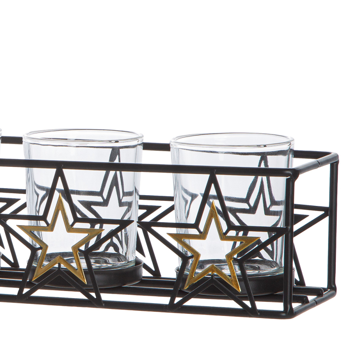 Sfesnic de Advent, dreptunghiular, „Modern Star”, model stea, metal, transparent, negru, PU 4, L. 7,5 cm, l. 28,5 cm, H 7 cm [2]