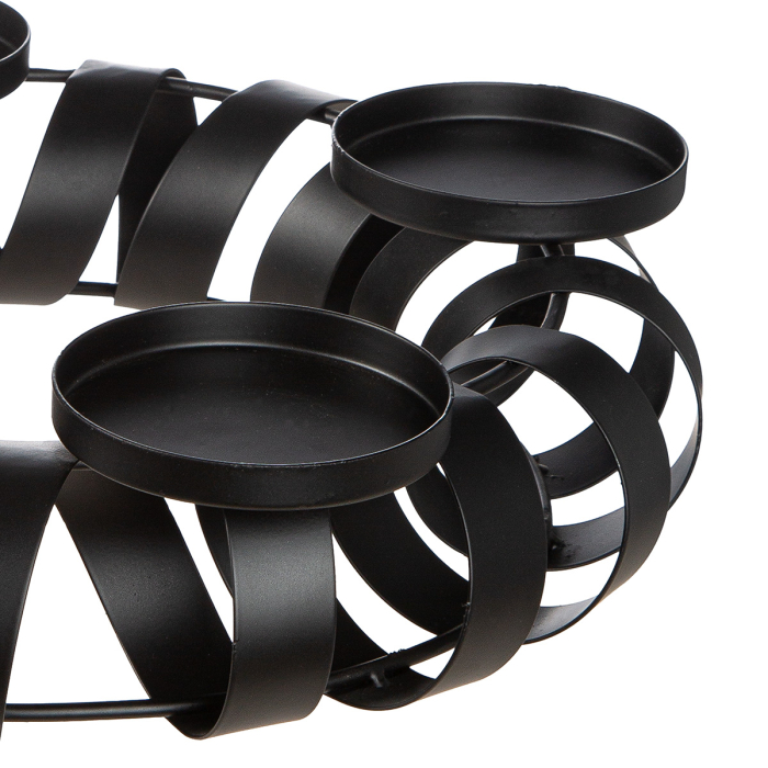 Sfesnic de Advent, rotund, "Twirl", Metal, negru, PU 2, H 9 cm, A. 36 cm [2]