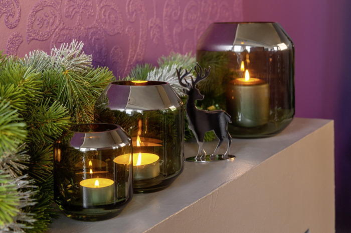 SMILLA, Suport de tea lights din sticlă, verde inchis, h.14 cm, d.12 cm [4]