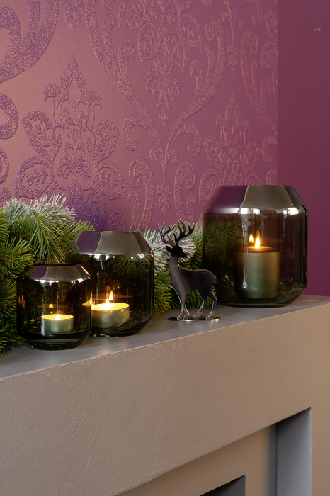 SMILLA, Suport de tea lights din sticlă, verde inchis, h.14 cm, d.12 cm [5]
