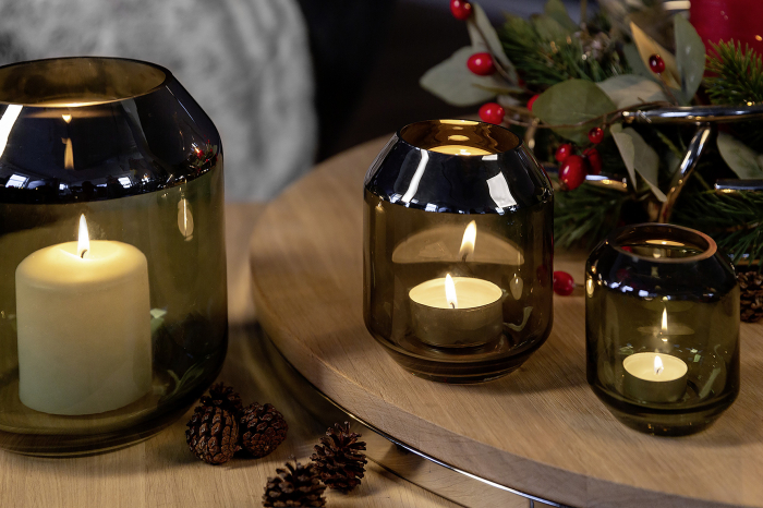 SMILLA, Suport de tea lights din sticlă, verde inchis, h.14 cm, d.12 cm [3]