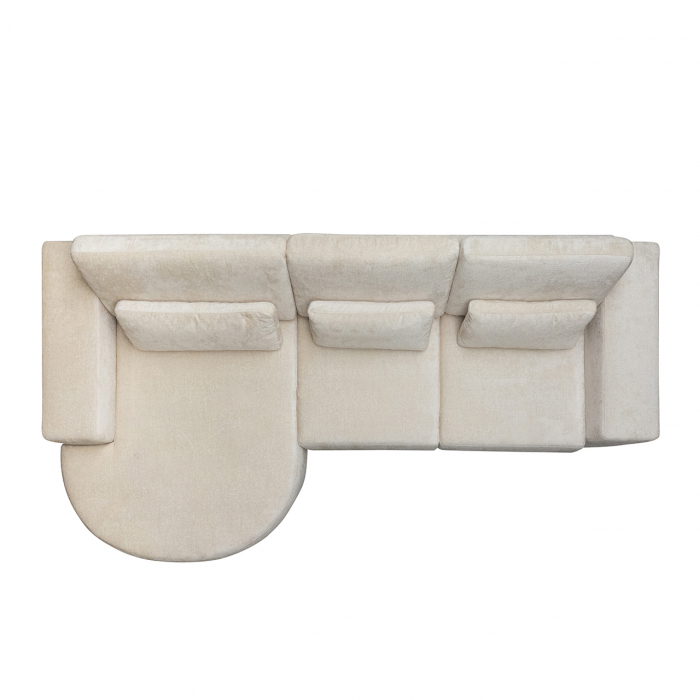 Canapea Felix lounge stânga rotundă + 2,5 locuri chenille alb (Bergen 900 chenille alb) [2]