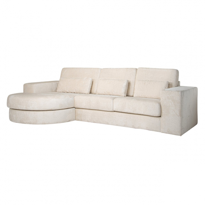 Canapea Felix lounge stânga rotundă + 2,5 locuri chenille alb (Bergen 900 chenille alb) [1]