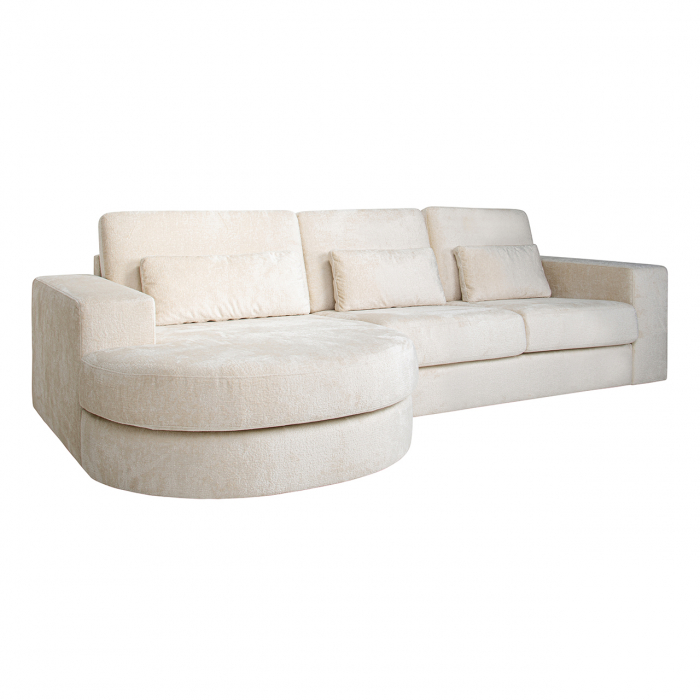 Canapea Felix lounge stânga rotundă + 2,5 locuri chenille alb (Bergen 900 chenille alb) [3]