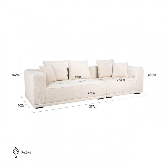 Canapea Lusso 3 locuri bej chenille (Niagara 902 bej) [5]
