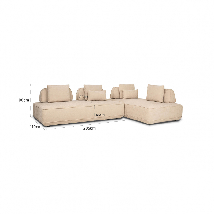 Canapea Tudor cu spătar detașabil, (Sand olympus), Dims: 80.0 x 318.0 x 205.0 cm [5]