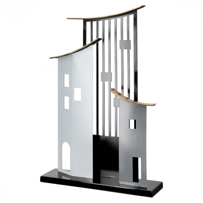 Stand relief, Casa, Metropolitan, Metal, negru, gri, PU 1, L. 8 cm, L. 31 cm, H. 47,5 cm [1]