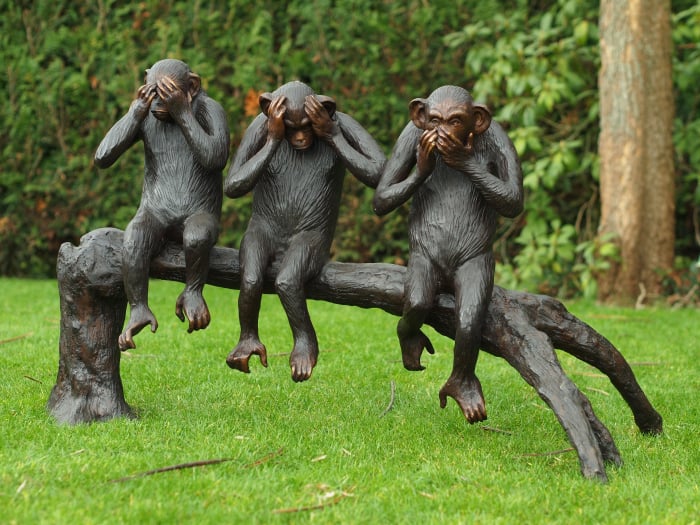 Statuie 3 maimute pe o creanga, Bronz, 67 X 55 X 108 cm