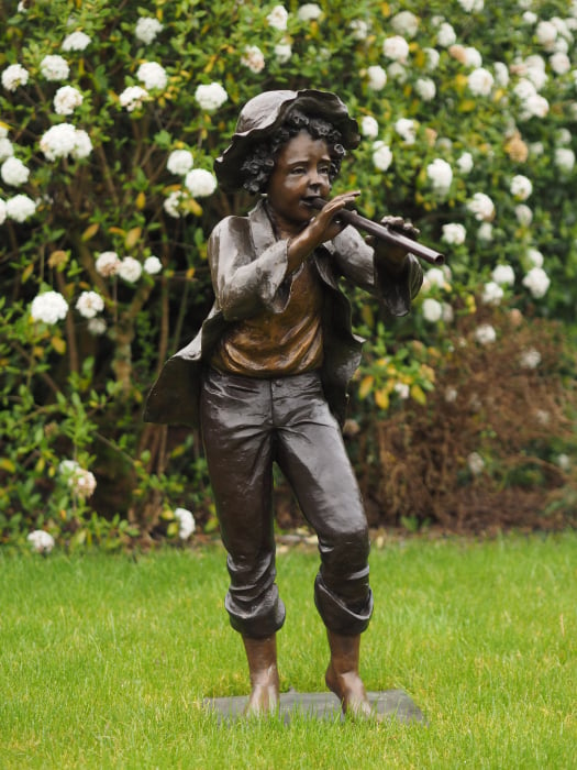 Statuie baiat cu un flaut, Bronz 110 X 50 X 65 cm