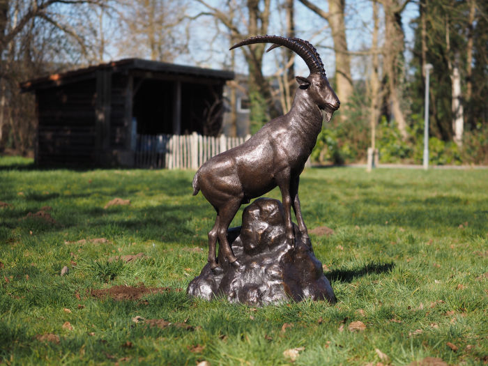 Statuie bronz, Capră de munte lângă stâncă  [2]