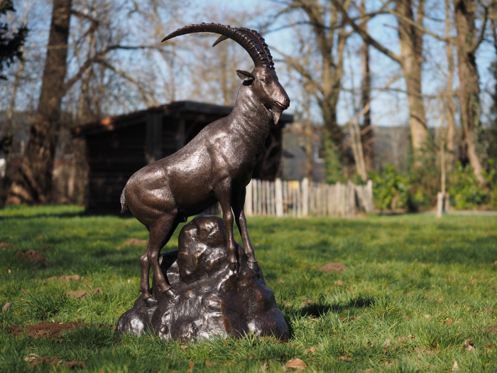 Statuie bronz, Capră de munte lângă stâncă  [3]