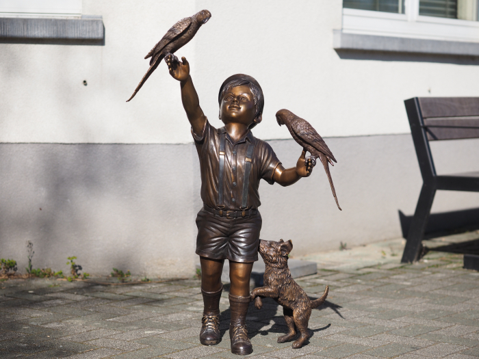 Statuie bronz, Fată cu 2 păsări [3]