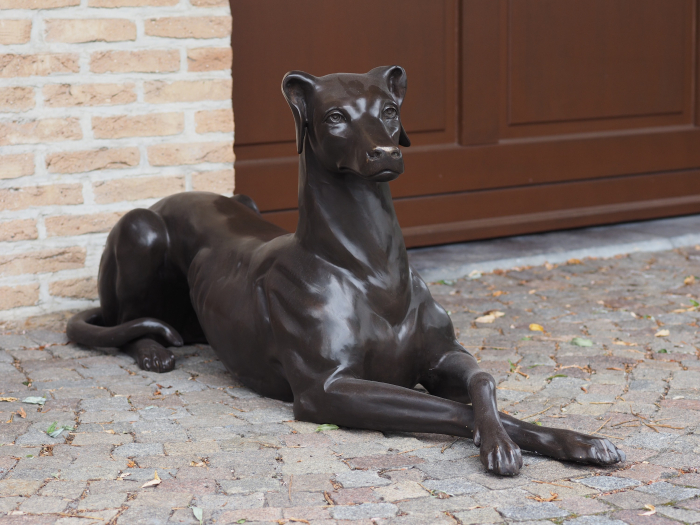 Statui caini care stau intinsi, Bronz, 51 X 31 X 130 cm