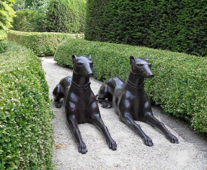 Statuie cuplu de caini, Bronz, 54 X 26 X 120 cm
