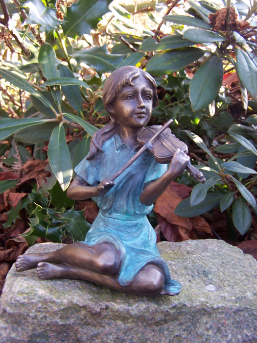 Statuie mica, care canta la vioara, Bronz, 15 x 9 x 12 cm