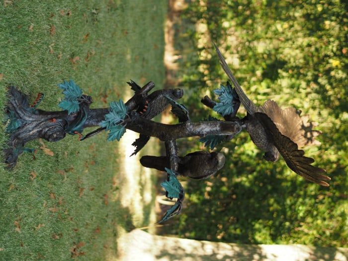 Statuie papagali in copac, Bronz, 138 X 55 X 60 cm