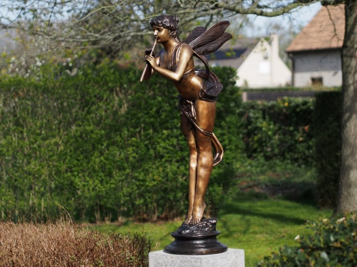 Statuie zana cu un flaut, Bronz, 138 X 33 X 60 cm