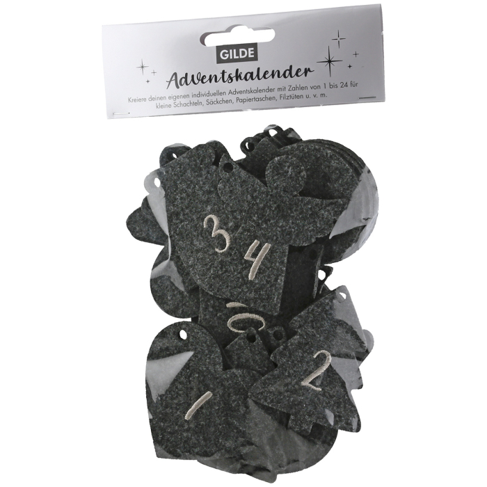 Stea, „Adventskalender”, Fetru, bej, gri inchis, PU 4, 2 asortate, Latime 7 cm, inaltime 8 cm [8]