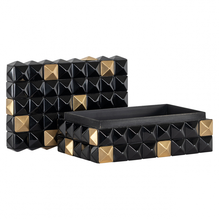 Cutie pentru bijuterii/depozitare Velicia (Negru/auriu), Dims: 8.5 x 22.0 x 14.0 cm [7]