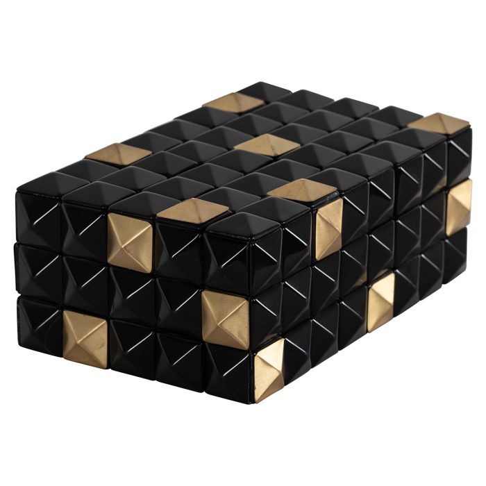 Cutie pentru bijuterii/depozitare Velicia (Negru/auriu), Dims: 8.5 x 22.0 x 14.0 cm [8]