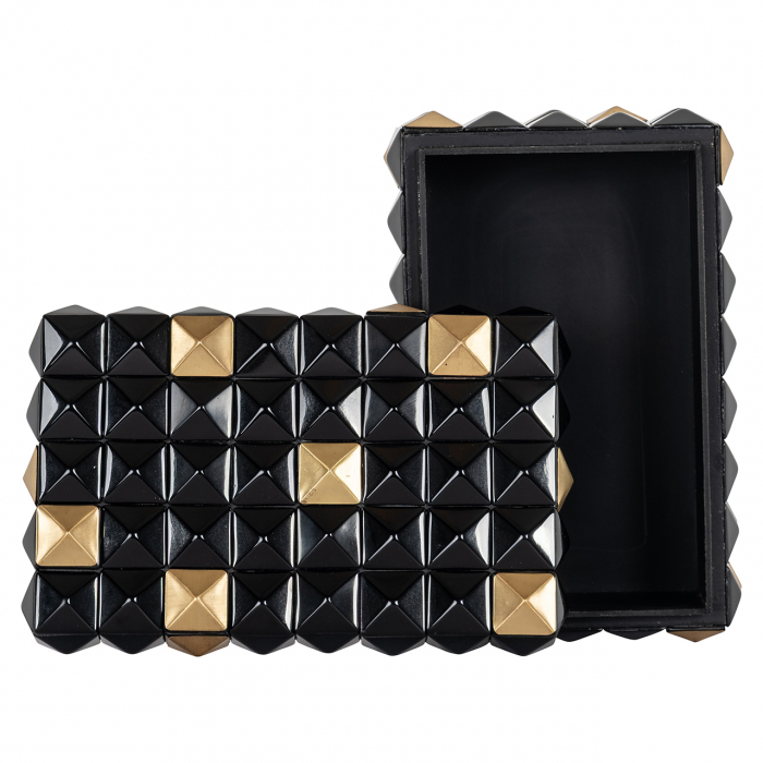 Cutie pentru bijuterii/depozitare Velicia (Negru/auriu), Dims: 8.5 x 22.0 x 14.0 cm [6]