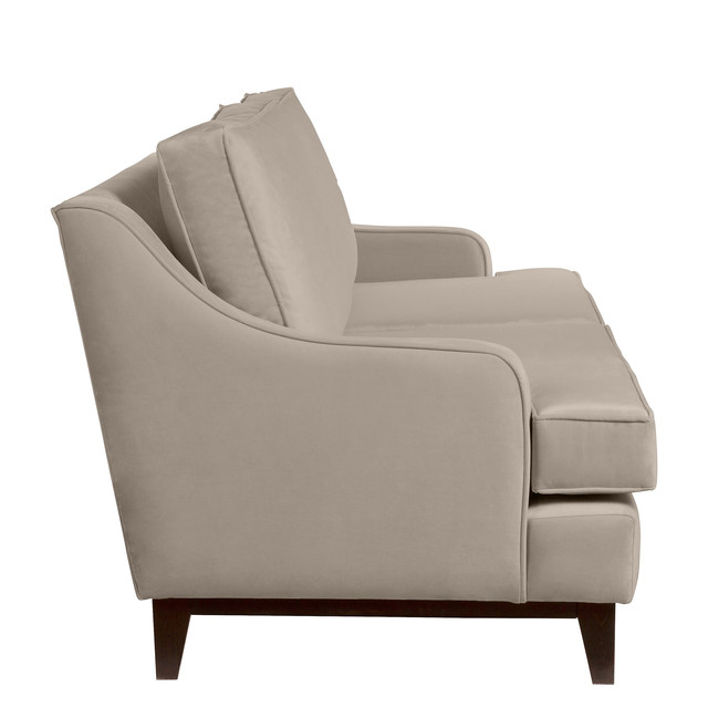 STUART sofa, velvet, cream, picioare de lemn 180x94x100 cm