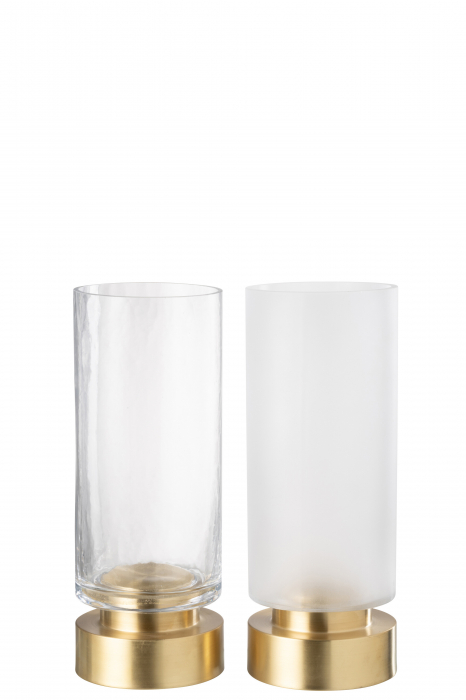 Suport de lumanare/Vază, Pia Sticlă/Cupru Transparent/Auriu, Sortiment M De 2, L 12| W 12| H 31 cm [2]