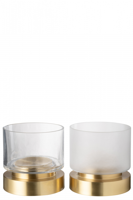 Suport de lumânare/Vază, Pia Sticlă/Cupru Transparent/Auriu, Sortiment S De 2, L 18| W 18| H 18 cm [2]