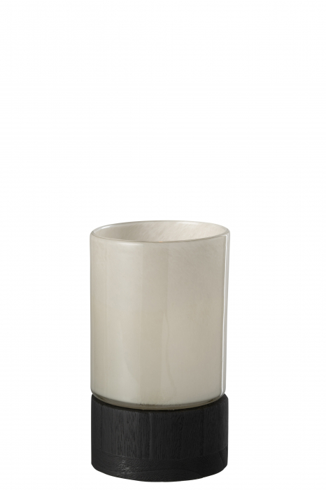 Suport de lumânare/Vază, Ray Sticlă/Willow Wood Gri/Negru S, L 12| W 12| H 20.5 cm [2]