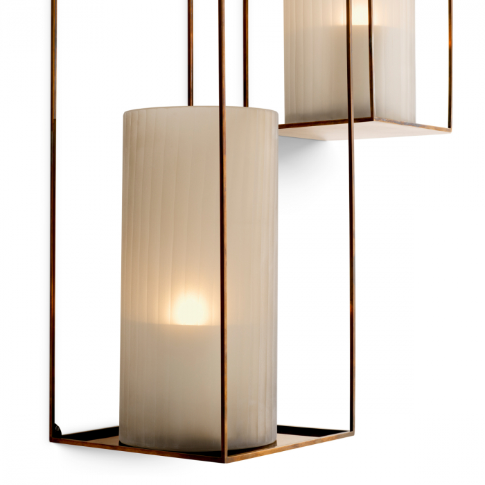 Suport de perete Deco, dreptunghiular, cu finisaj vintage din alamă, set de 2 [4]