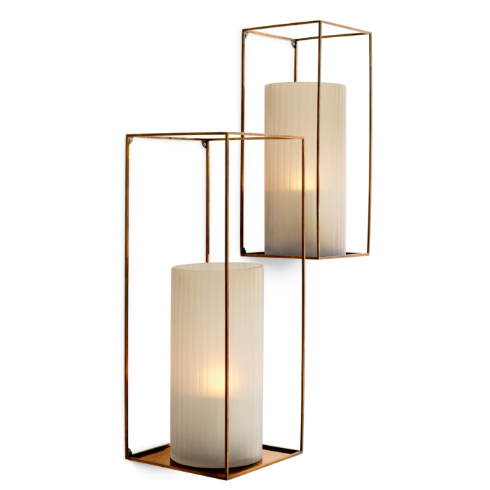 Suport de perete Deco, dreptunghiular, cu finisaj vintage din alamă, set de 2 [2]